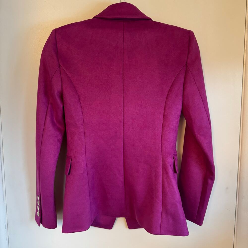 White House Black Market Magenta Suede Double Breasted Blazer Womens Size 00 XS - Picture 2 of 7